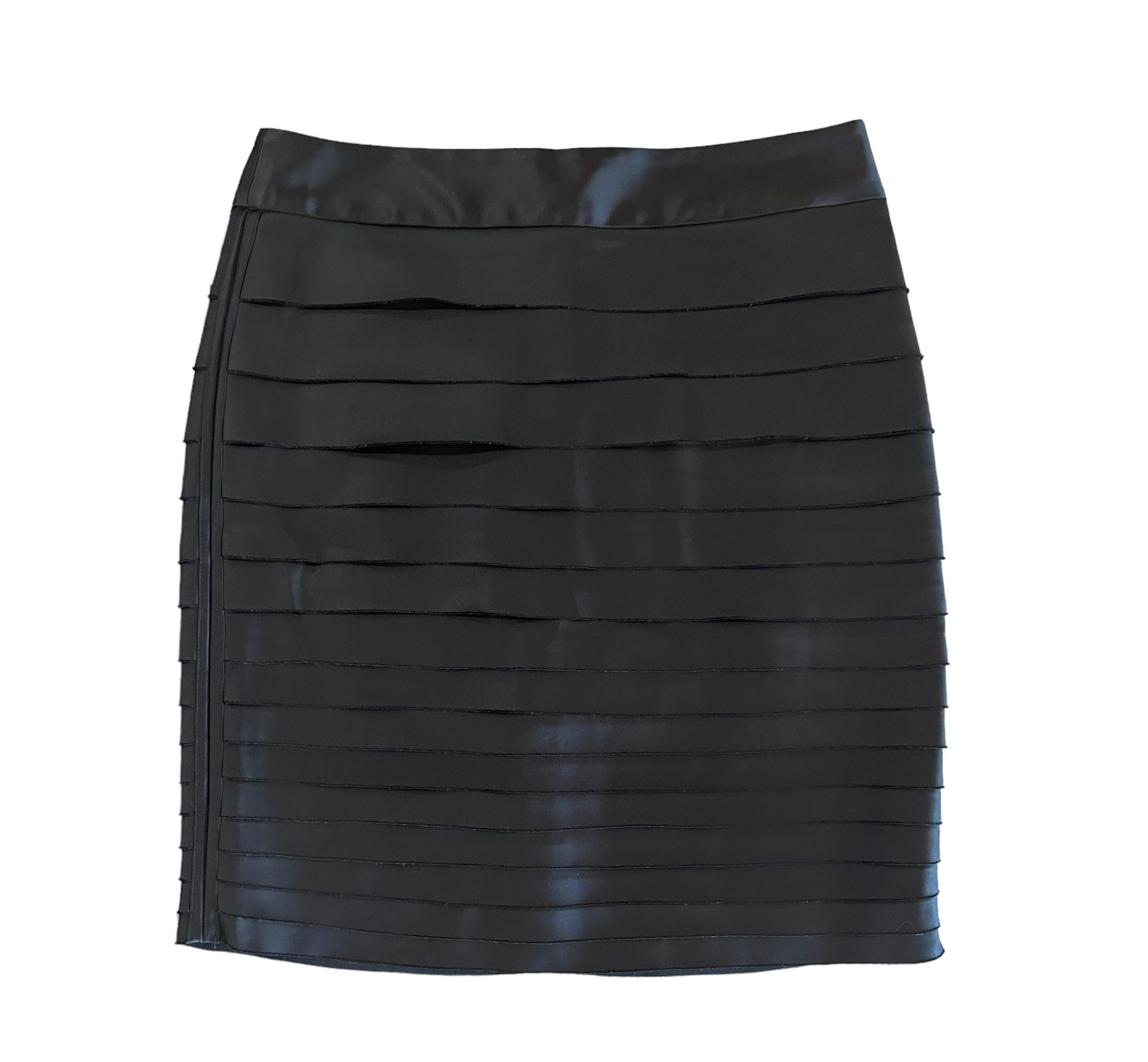WHBM White House Black Market Womens Black Satin Tiered Pencil Skirt Size 4 Zip