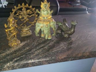 Brass Hindu Deity Figurine Set of 4