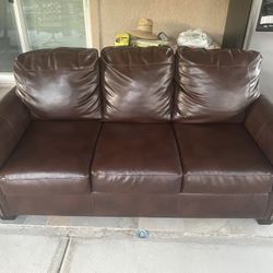 Brown Faux Leather Futon Sofa
