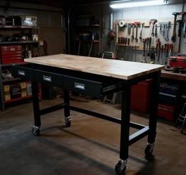 New in Box 60”  Heavy Duty Workbench with Drawers Adjustable Garage Workshop Table w/ Storage Wheels