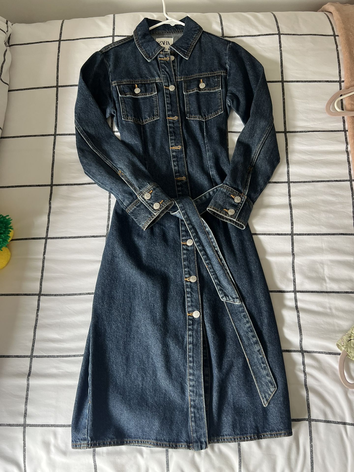 white christmas dresses Zara Denim Sleeveless Shirt Dress-Small main image 0