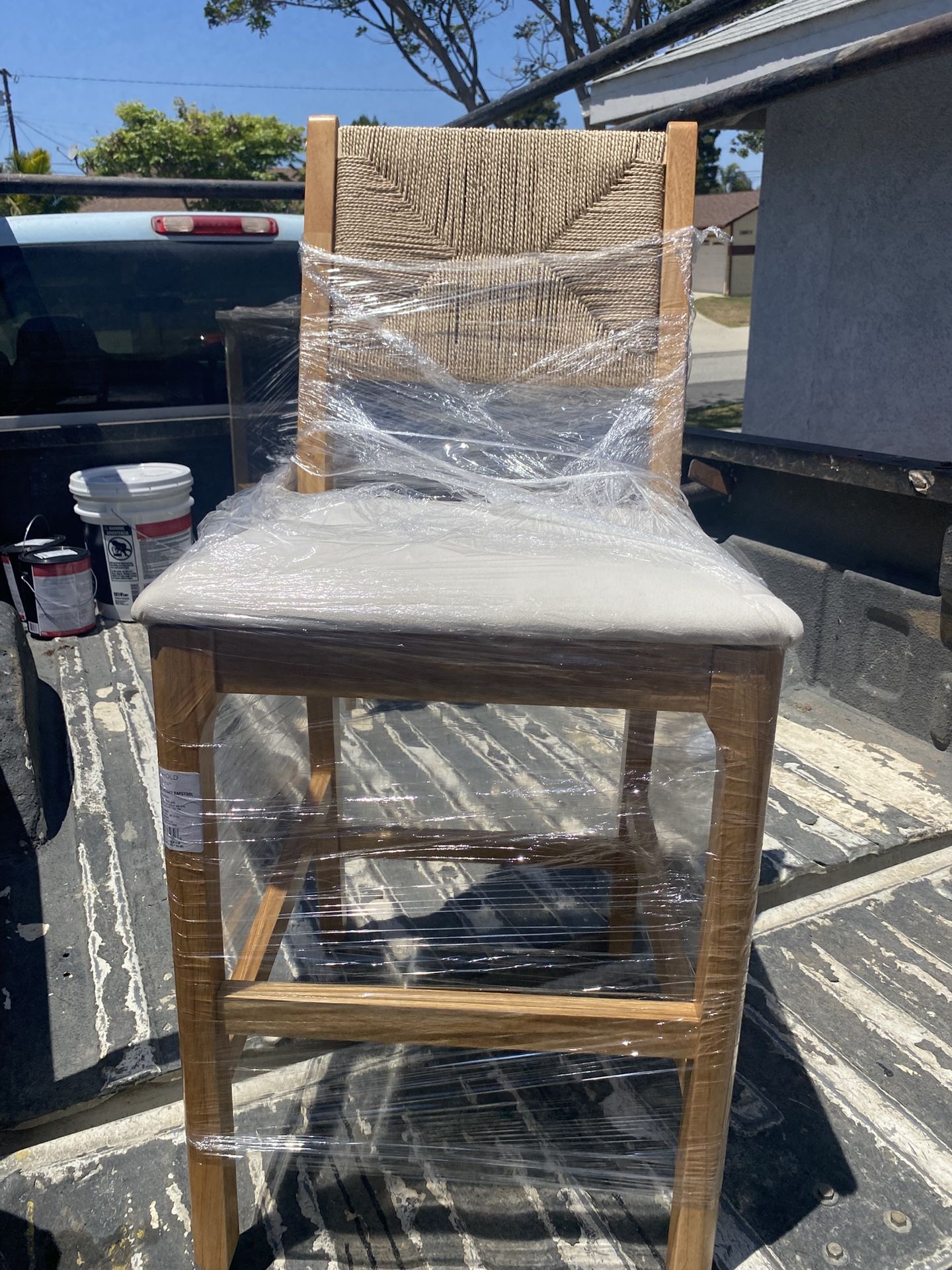 Counter Height Woven Back Chair – New