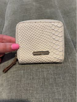 Vince Camuto Cream Snake Zip-Around Mini Wallet with Gold Hardware - New