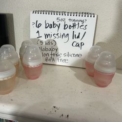 Olababy Silicone Baby Bottles - Set of 6 (5 Lids) BPA Free 5oz possibly toddler training