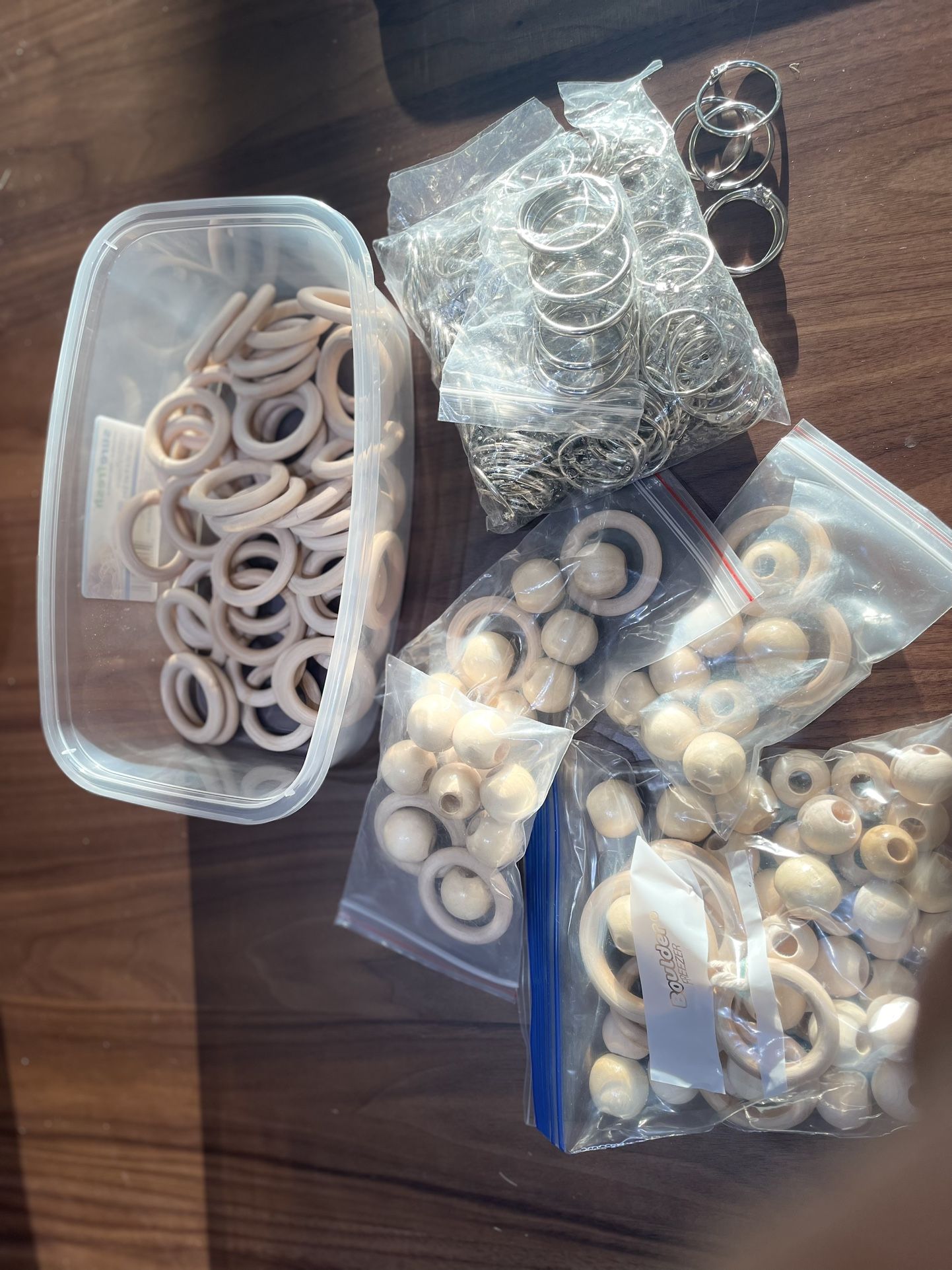 Macrame Art Wood Beads, Rings, Hoops