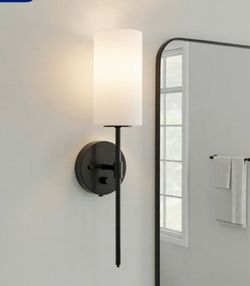allen+roth Odessa 4.75-in W1 Light Matte Black Transitional Hardwired/Plug-in Damp rated Wall sconce