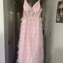 Pretty Pink Ruffle Dress – Size 13