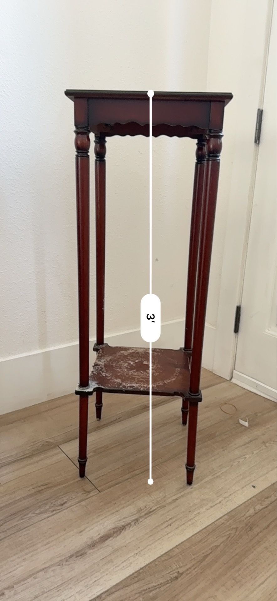 Vintage cherry wood plant stand accent table 2 tier tall pedestal side table