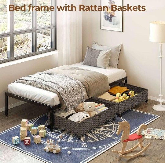 2 Twin Beds with Storage Underneath
