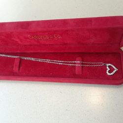 925 Stering Silver Heart Pendant Wirh Genuine  21" Sterling Silver Chain