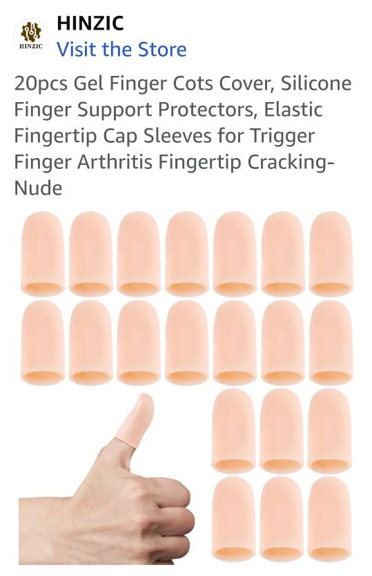 20pcs Gel Finger Cots Cover, Silicone Finger Support Protectors, Elastic Fingertip Cap Sleeves for Trigger Finger Arthritis Fingertip Cracking- Nude