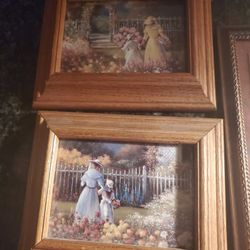 Four vintage-style paintings in good condition
