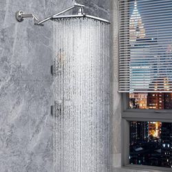 Veken 11.8" Rain Shower Head, Rectangular Rainfall Showerhead with 11" Stainless Steel Exension Arm, Height & Angle Decor Adjustable, High Pressure Sh