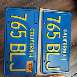 New Stock BLUE  Vintage License Plates Matching Pair Duo Unregistered 