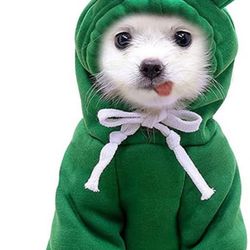 Dog Christmas Halloween Costumes,Dog Hoodies for Small Dogs Cats, Cat Puppy Outfits,Yorkie Chihuahua Pomeranian Clothes (X-Small, Green-Frog)