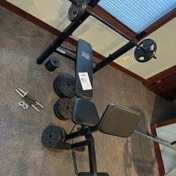 Workout Bench With Preacher Curl Pad And Leg Curls