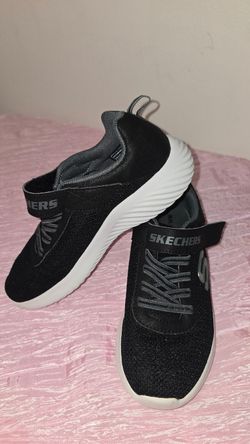 Skechers Kids Sneakers US Size 4 Black White Athletic Shoes Velcro Strap
