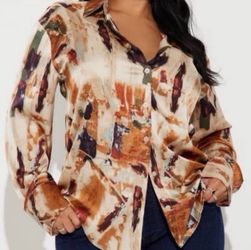 Fashion Nova | “Work Crush” Satin Printed Shirt