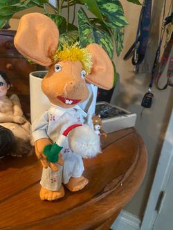 Vintage Mouse Topo Gigio Stuffed Animal with Floral Dress