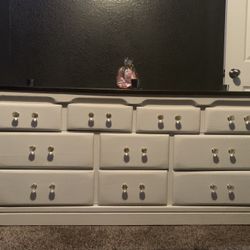 Beautiful White Chalk Painted Dresser With Brown Top