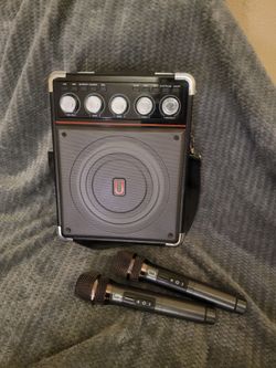 Small Bluetooth Karaoke speaker with 2 wireless microphones