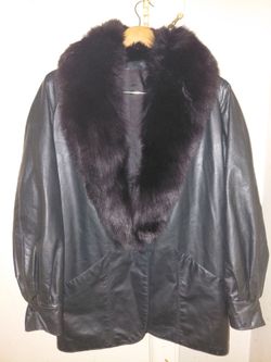 Black Leather Jacket with Fur Collar