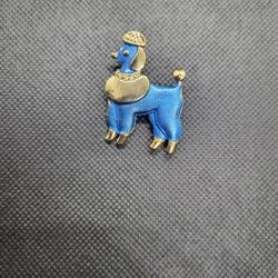 Blue Poodle Brooch
