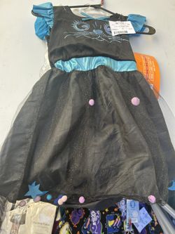 Girls Black Blue Cat Costume 