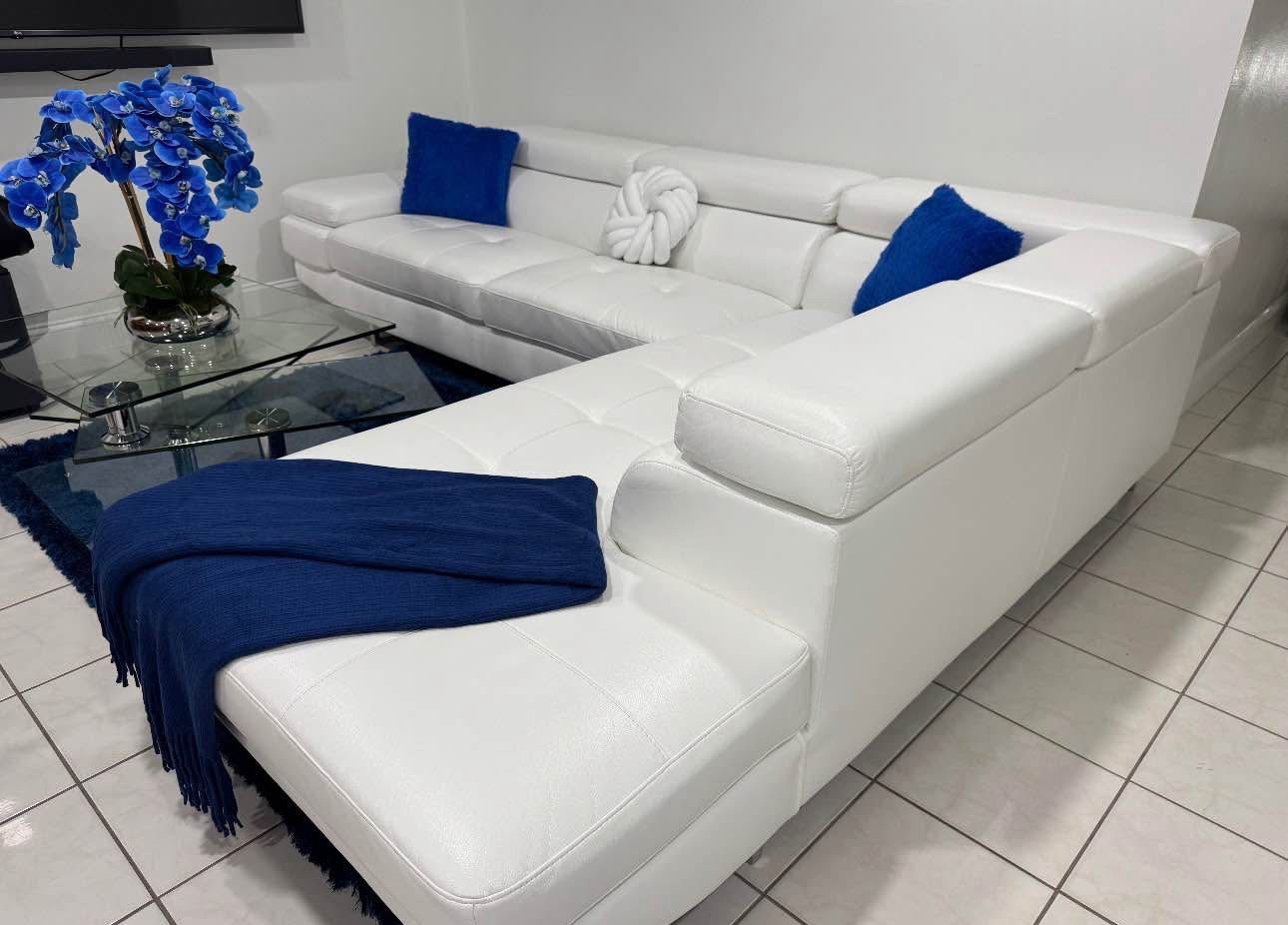 Brand New White Leather Sectional- Shop Now Pay Later $0 Down 