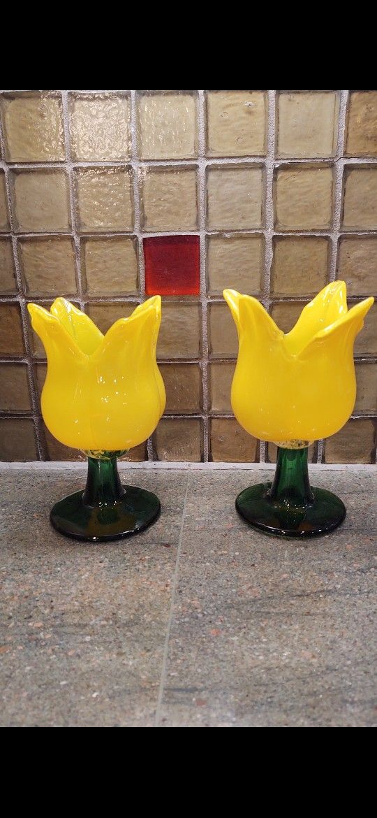 Vintage Blown Glass Tulips