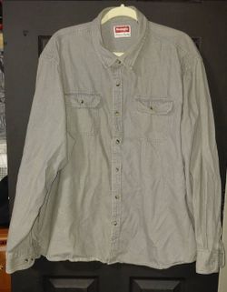 Wrangler Premium Quality Mens Casual Button Up Shirt  3XL Gray Pockets