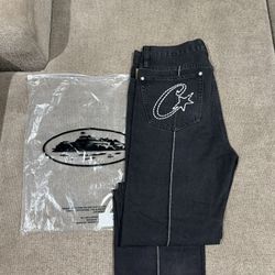 Corteiz C-Star Stitch-Down Jeans Black