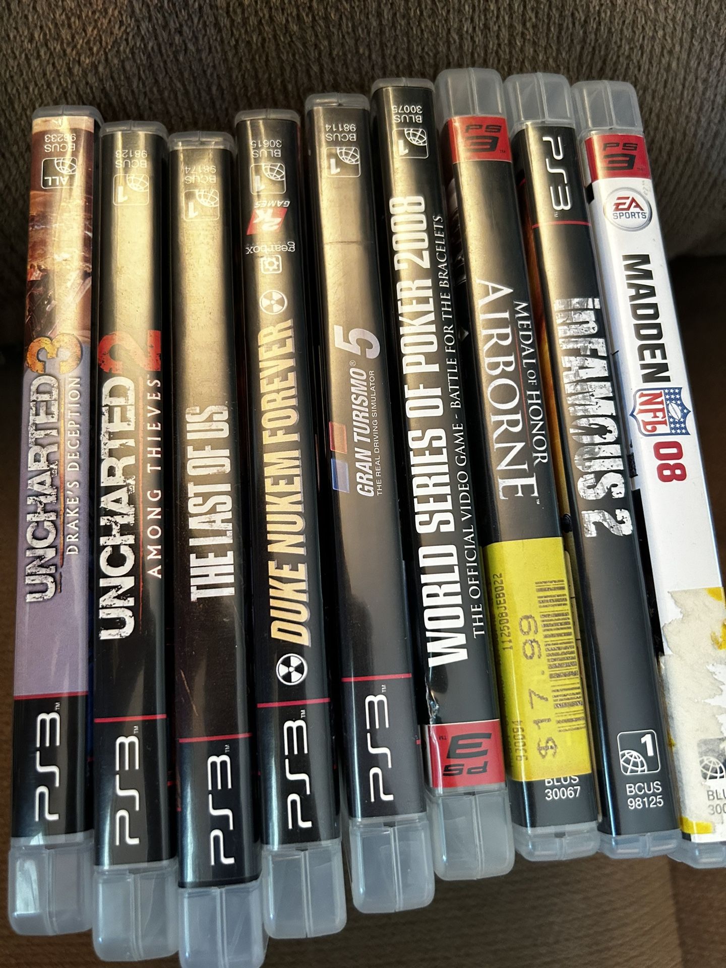 PS3 games; Uncharted, The Last Of Us, Gran Turismo 5, WSOP, Infamous 2, Etc.
