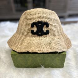 CELINE Women's Tan and Black Hat
