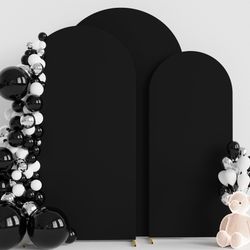 Wokceer Wedding Arch Cover (7.2FT, 6.6FT, 6FT) Set Of 3 Spandex Fitted Wedding Arch Stand Covers Round Top Chiara Arch Backdrop Stands Cover For Birth