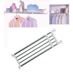 BAOYOUNI Tension Closet Shelves Stainless Steel Rustproof Storage Rack Bathroom Kitchen Organizer Shelf Dividers Ivory, 23.62-31.5 Inches