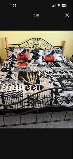 Halloween King Bed Spread With Shams And Pillow