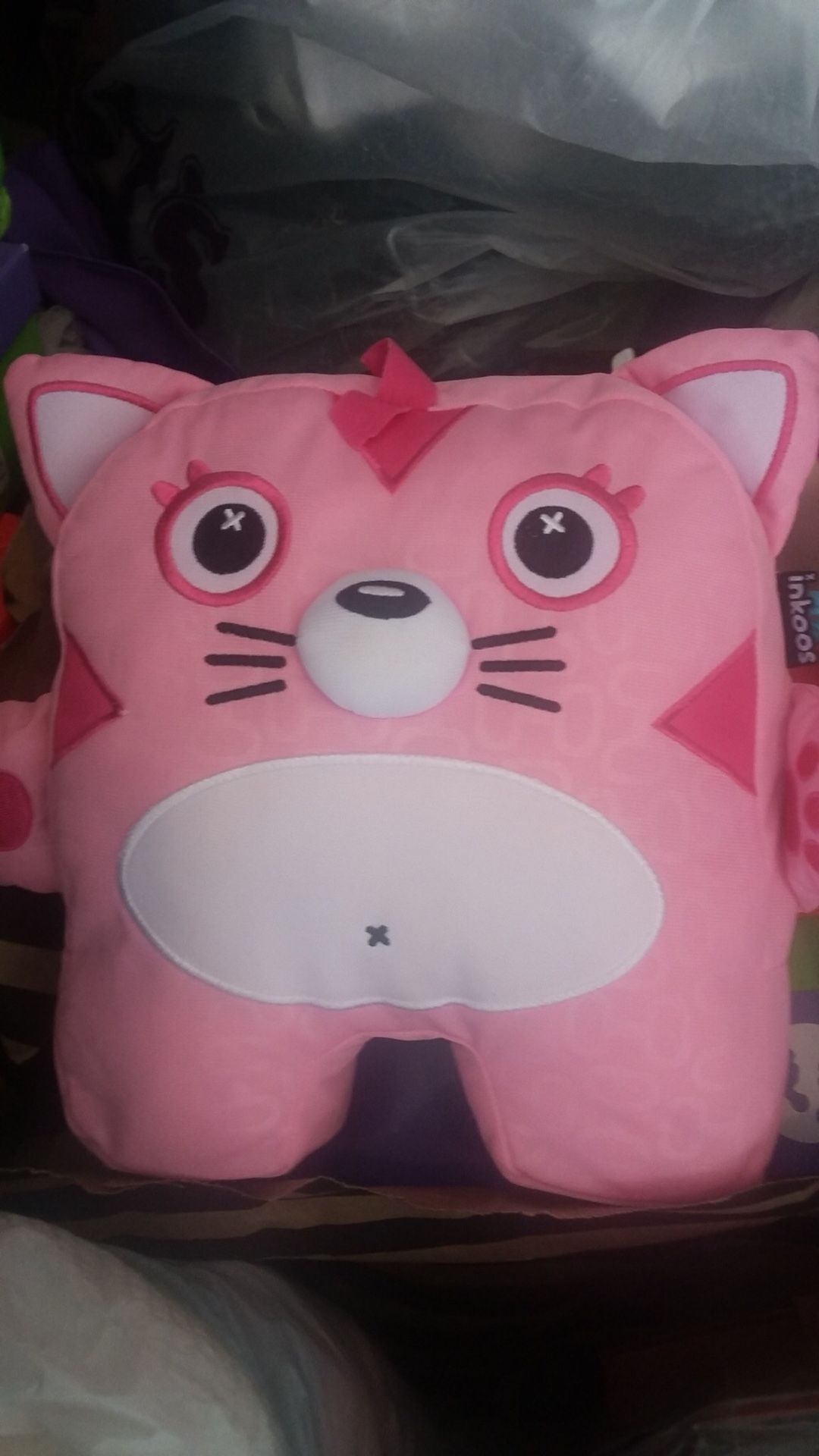 Inkoos Draw On Wash Off Large Cat Stuffed Animal Plush (with 3 pens and design wheel)