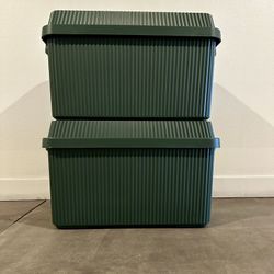  like-it Deep Fluted Stacking Storage Tote Green (Set of 2)