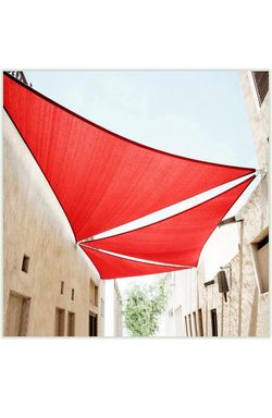 ColourTree 16' x 16' x 22.6' Red Right Triangle CTAPRT16 Sun Shade Sail Canopy Mesh Fabric UV Block UPF50 - Commercial Heavy Duty - 190 GSM - 3 Years 