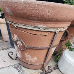 Old Vintage Iron Wrapped Terracotta Pot 