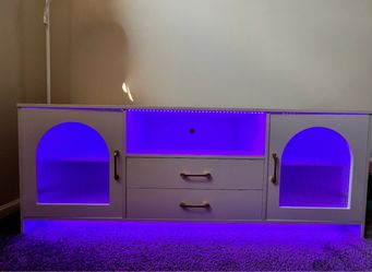 White TV Stand with LED Lights