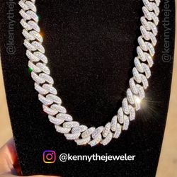  Miami Cuban Link Chain VVS Necklace Iced out