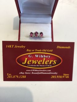 14 Kt white God , genuine ruby& diamond