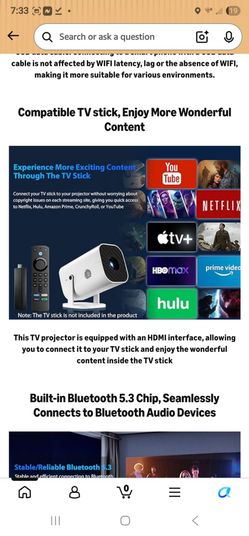 Brand: YGSKK

Mini Projector for iPhone, 1080P Projector for Bedroom (Built-in Bluetooth 5.3 And Speaker), Supports 4K, 210° Rotatable, Small Portable