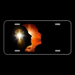 License Plate Novelty Car Front Pear Head Sunset Think Idea