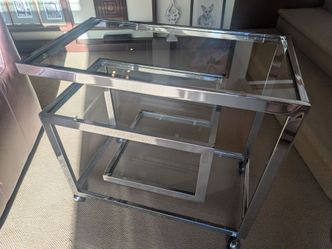 Vintage Milo Baughman Style Chrome & Glass Bar Cart - Made in Canada