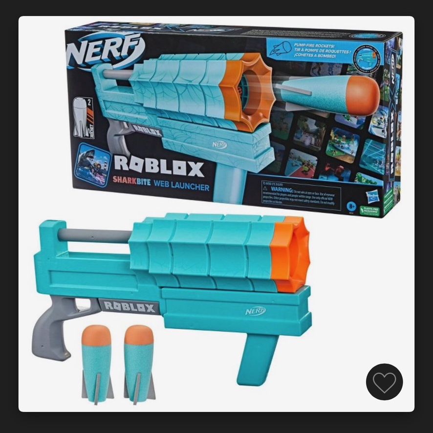Nerf Roblox SharkBite: Web Launcher Rocker Blaster, Includes Code to Redeem  Exclusive Virtual Item, 2 Nerf Rockets - Nerf