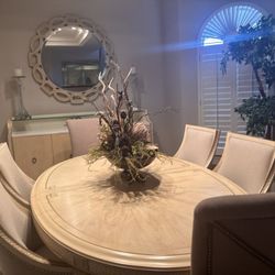 Dining Room Table And Hutch And Six Chairs 