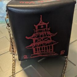 QiMing Tower Print Crossbody Shoulder Bag,Pu Chinese Takeout Box Totes Purse for Women